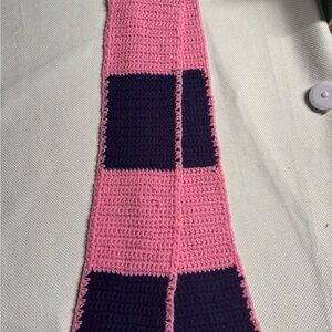 Pink and Black Crochet Scarf